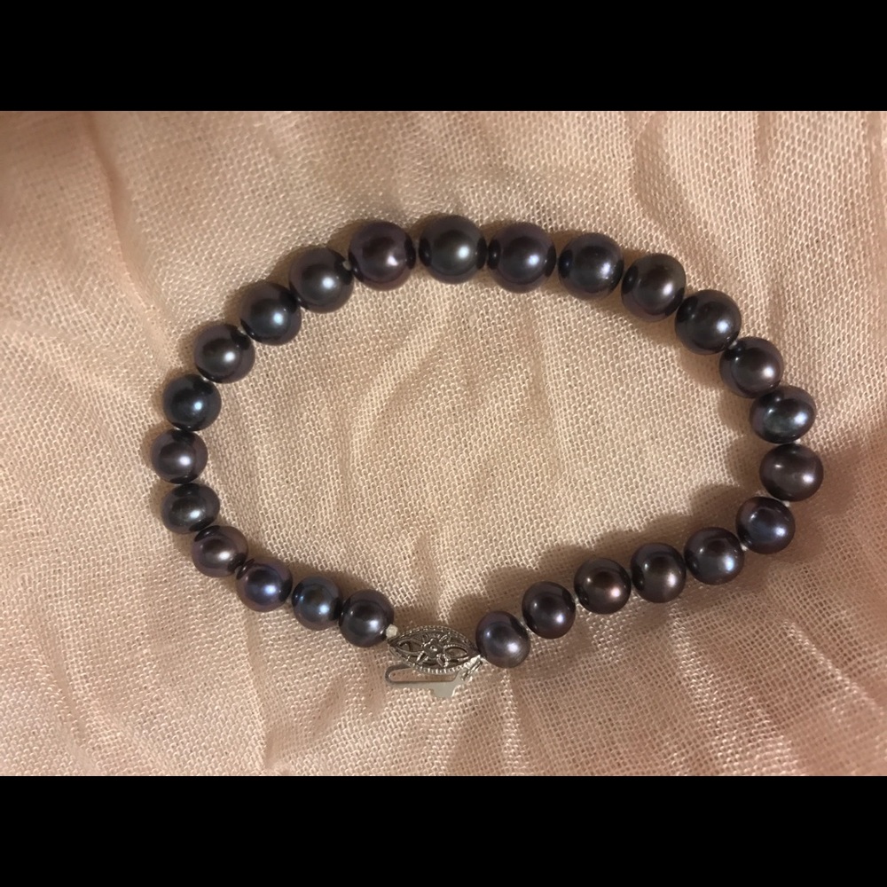 Cultured Freshwater Pearl Bracelet in Dark Peacock